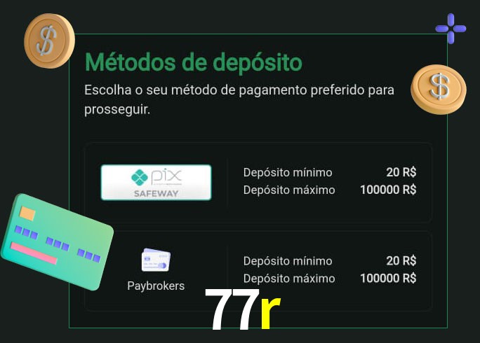 O cassino 77r oferece uma grande variedade de métodos de pagamento